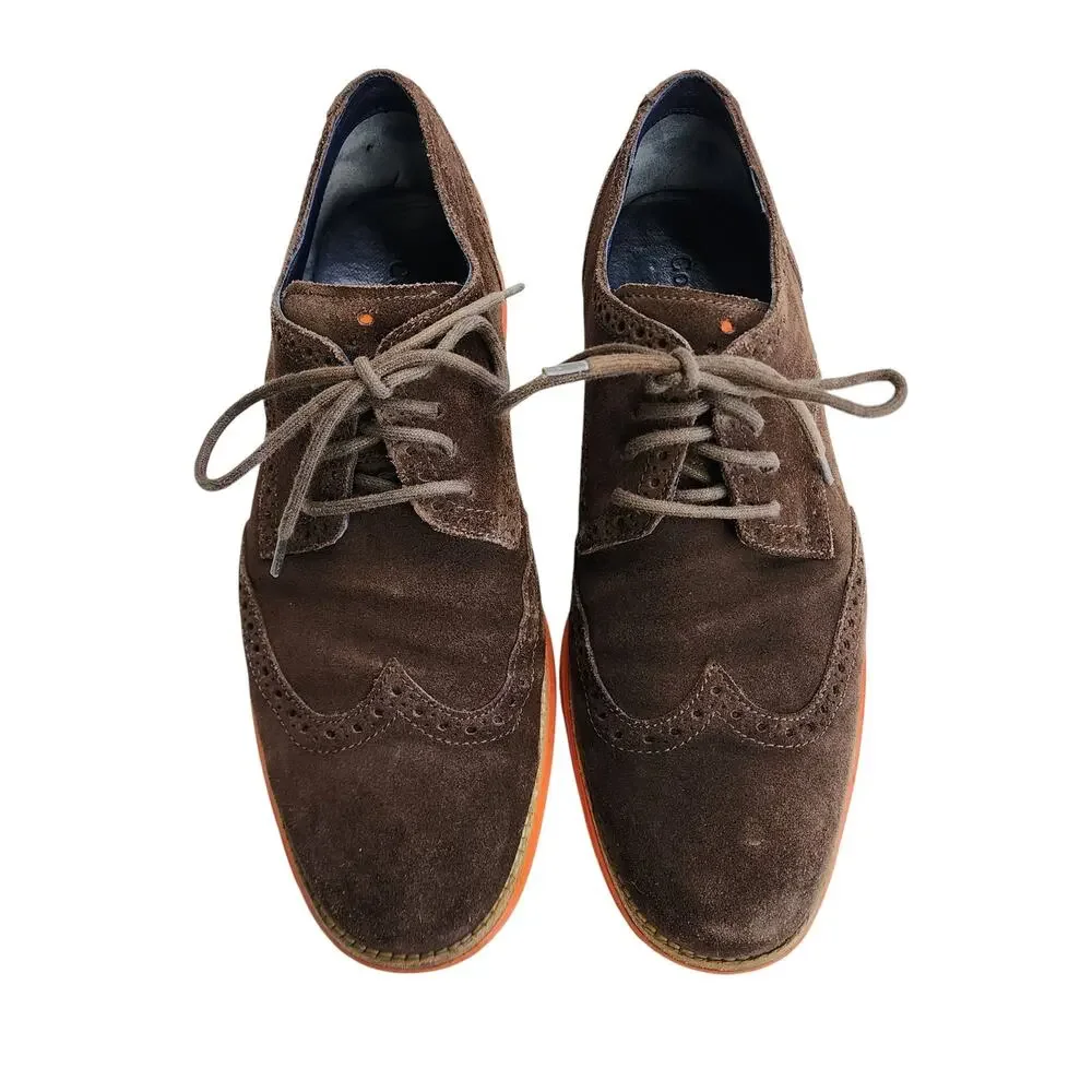 Cole Haan Mens Lunargrand Wingtip Suede‎ Oxford Shoes Size 10.5 Brown Orange